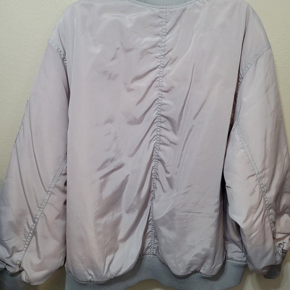 Divided Light Gray Bomber Jacket With Orange Lini… - image 3